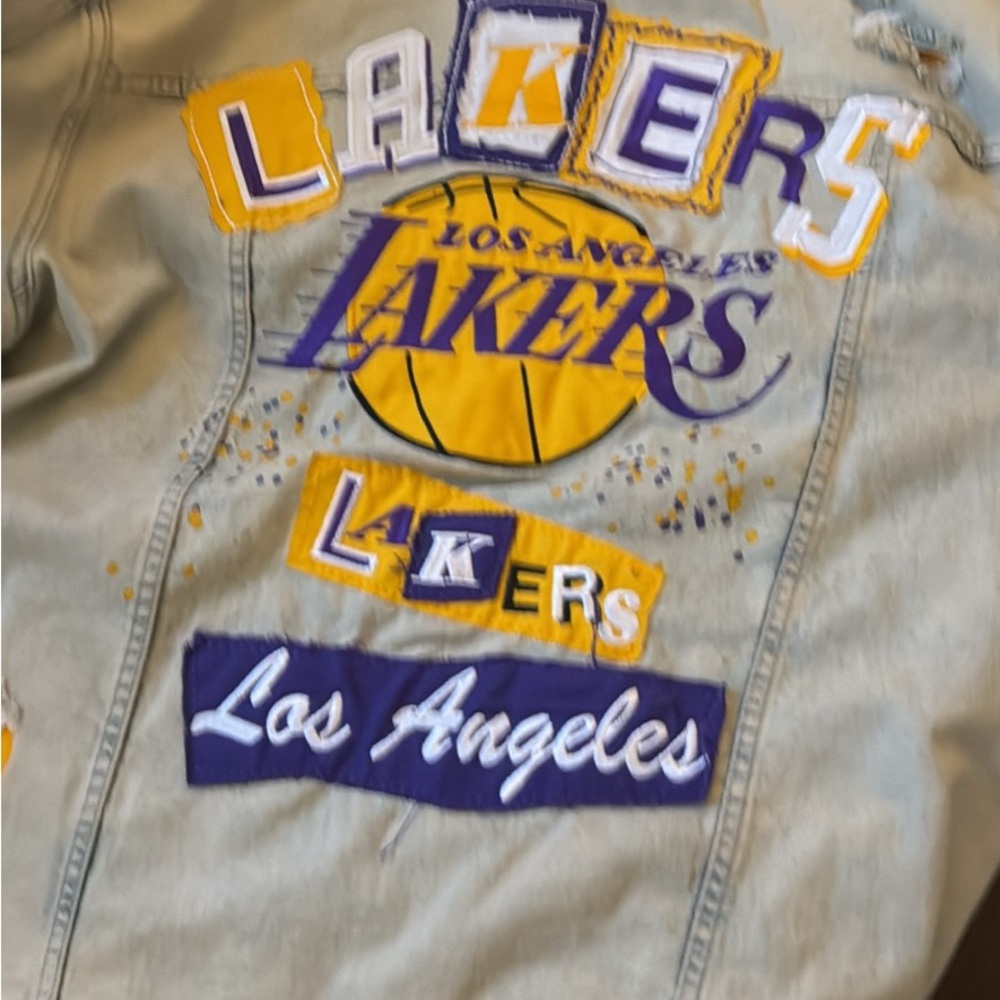 Los Angeles Lakers Denim Jacket - Purple and Yellow